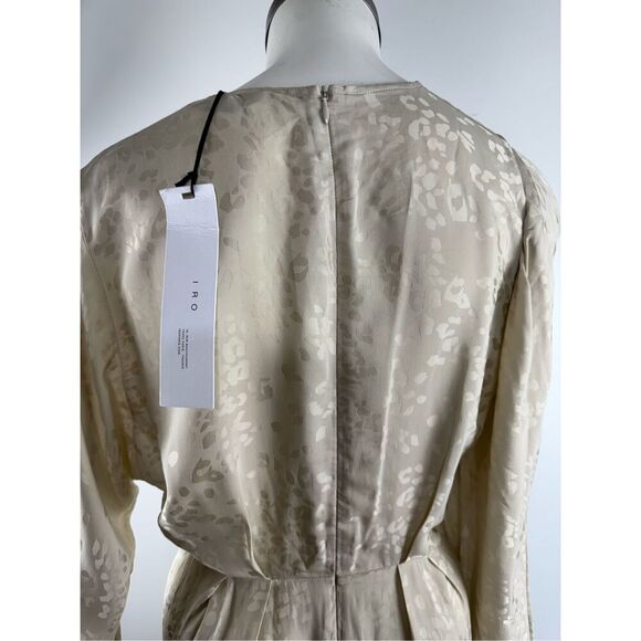 NWT Iro Women's Atry Leopard Print Asymmetric Cold Shoulder Dress Cream Size 20W - Picture 6 of 6